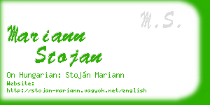 mariann stojan business card